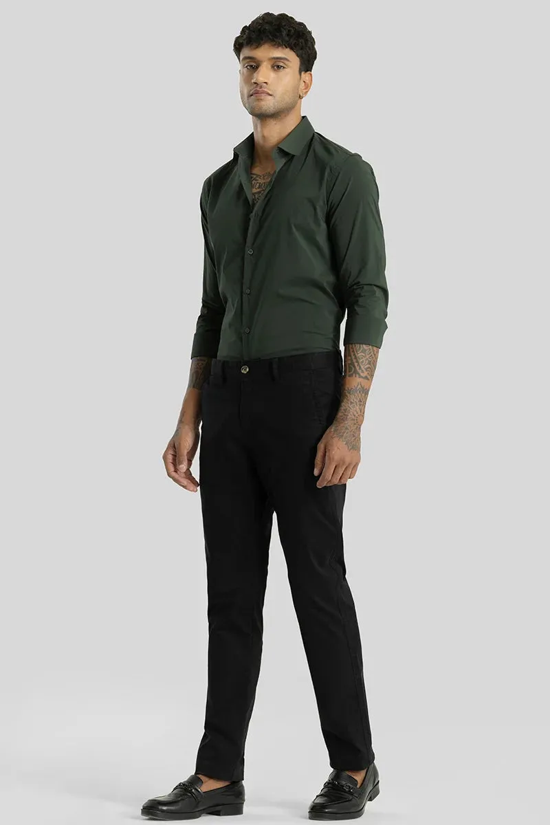 Astral Black Plain Slim Fit Chinos