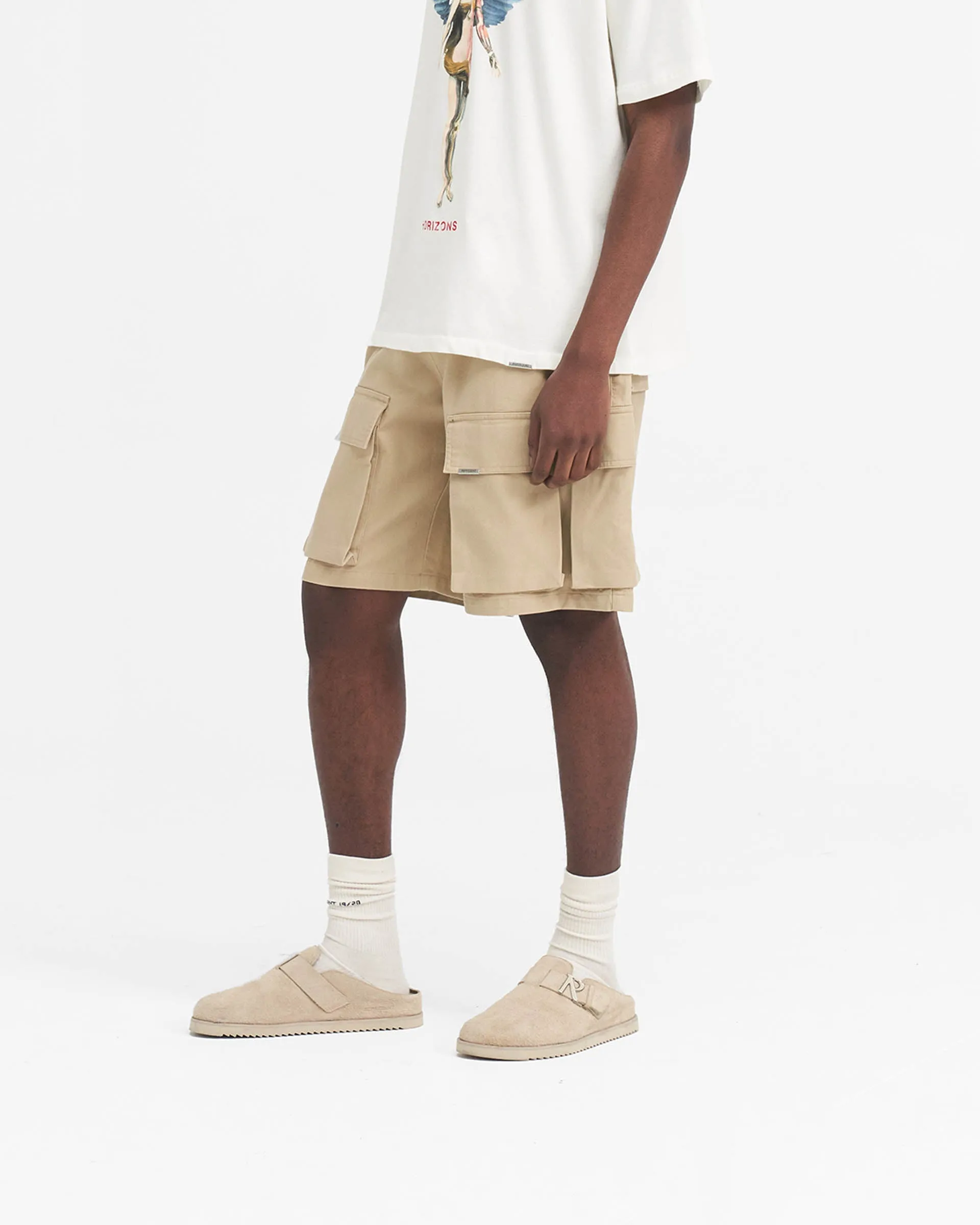 Baggy Cotton Cargo Short - Sandstone