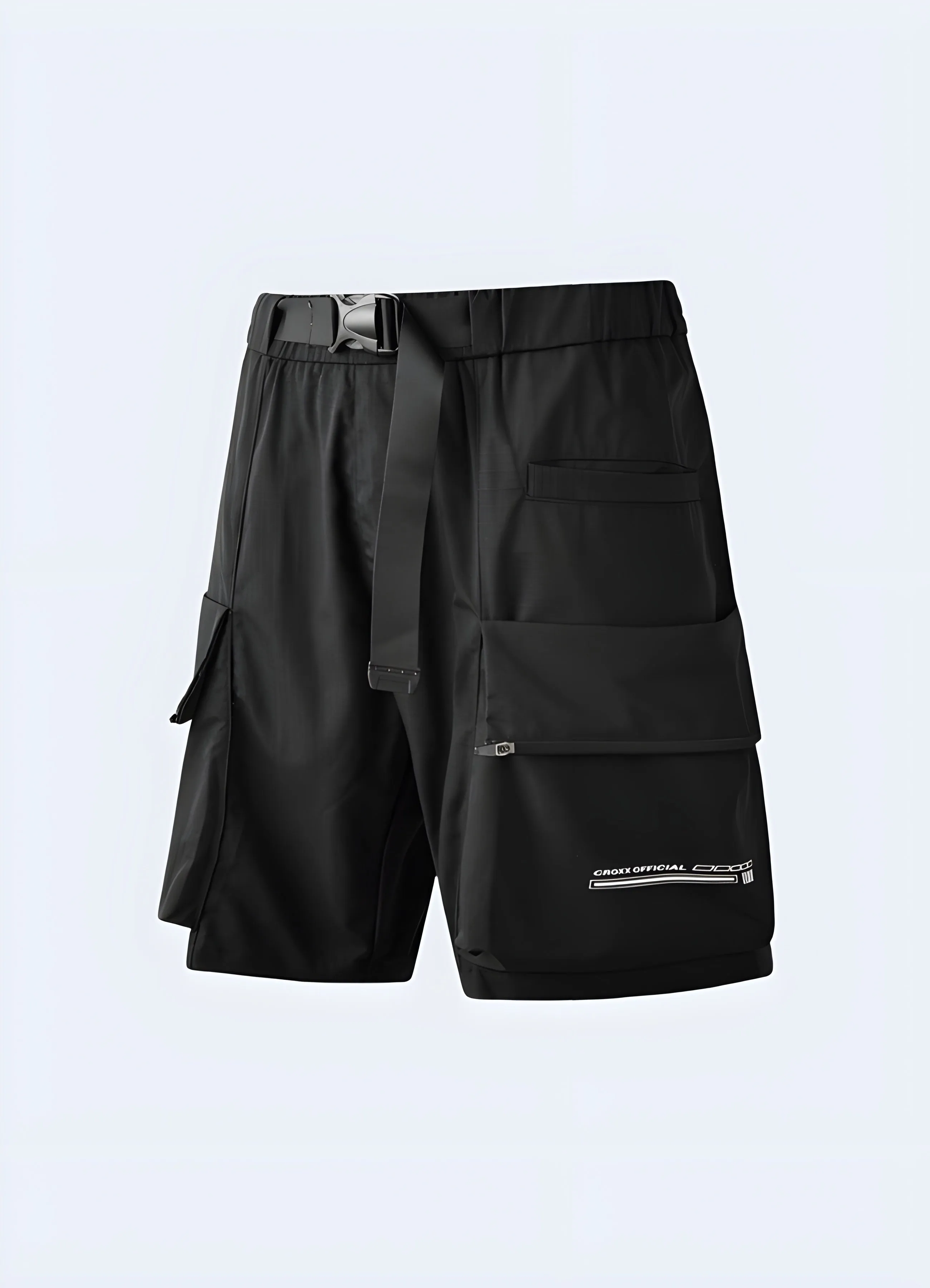 Black Cargo Shorts Buckle Beit