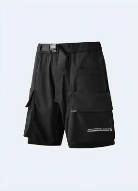 Black Cargo Shorts Buckle Beit