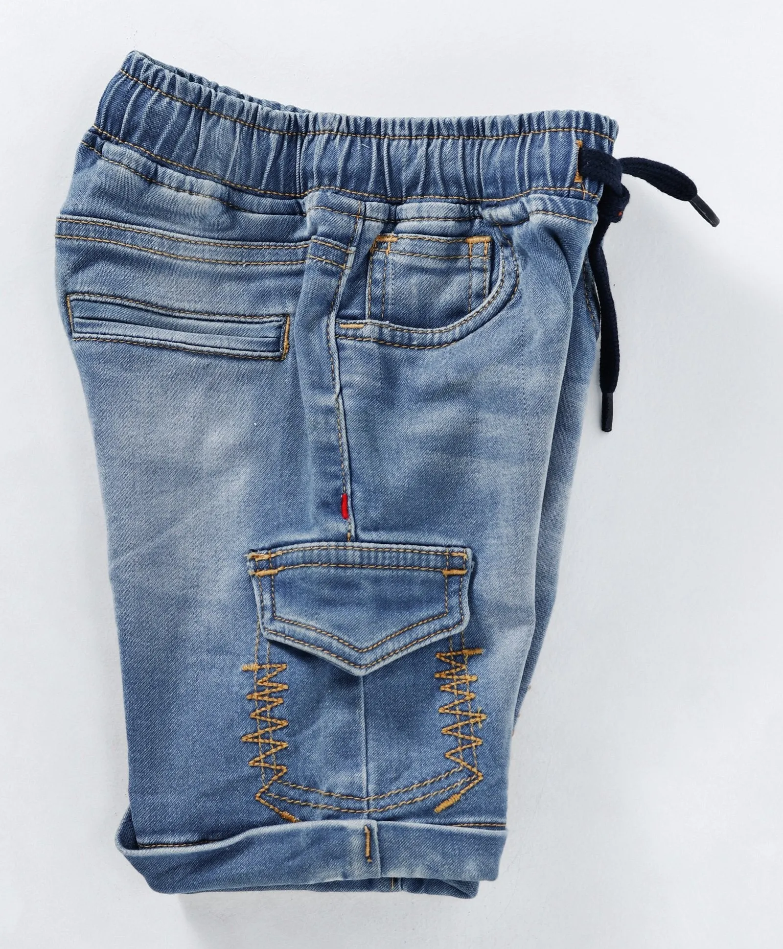 Boys Denim Cargo Shorts with roll up hem