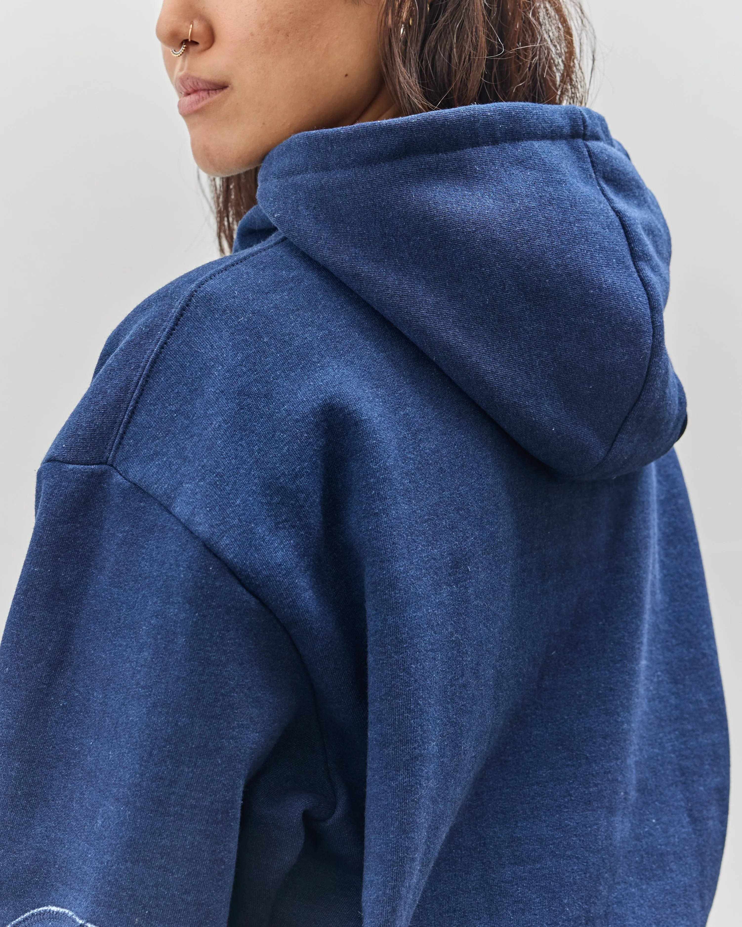 Brain Dead Padded Elbow Zip-Up Hoodie, Indigo