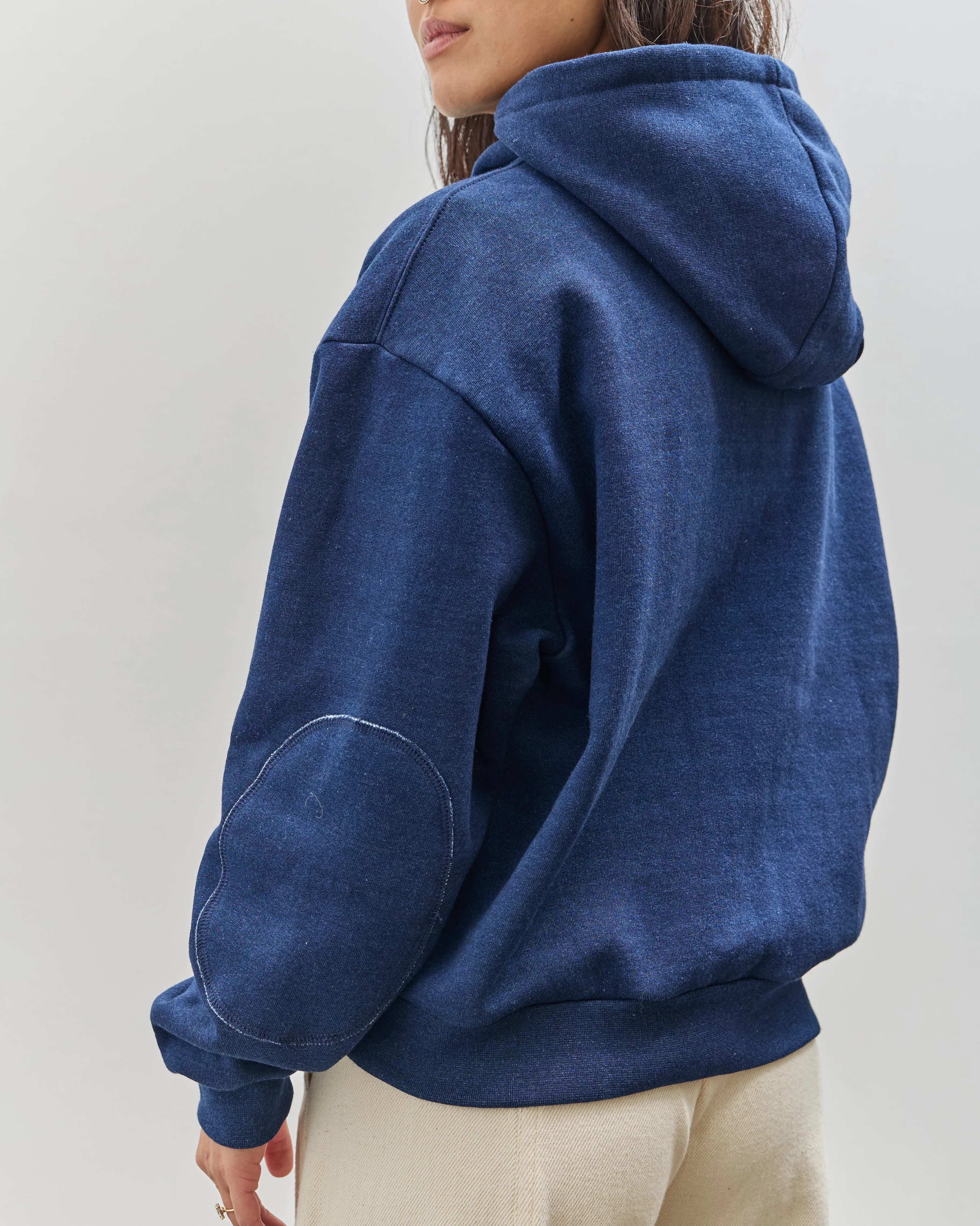 Brain Dead Padded Elbow Zip-Up Hoodie, Indigo