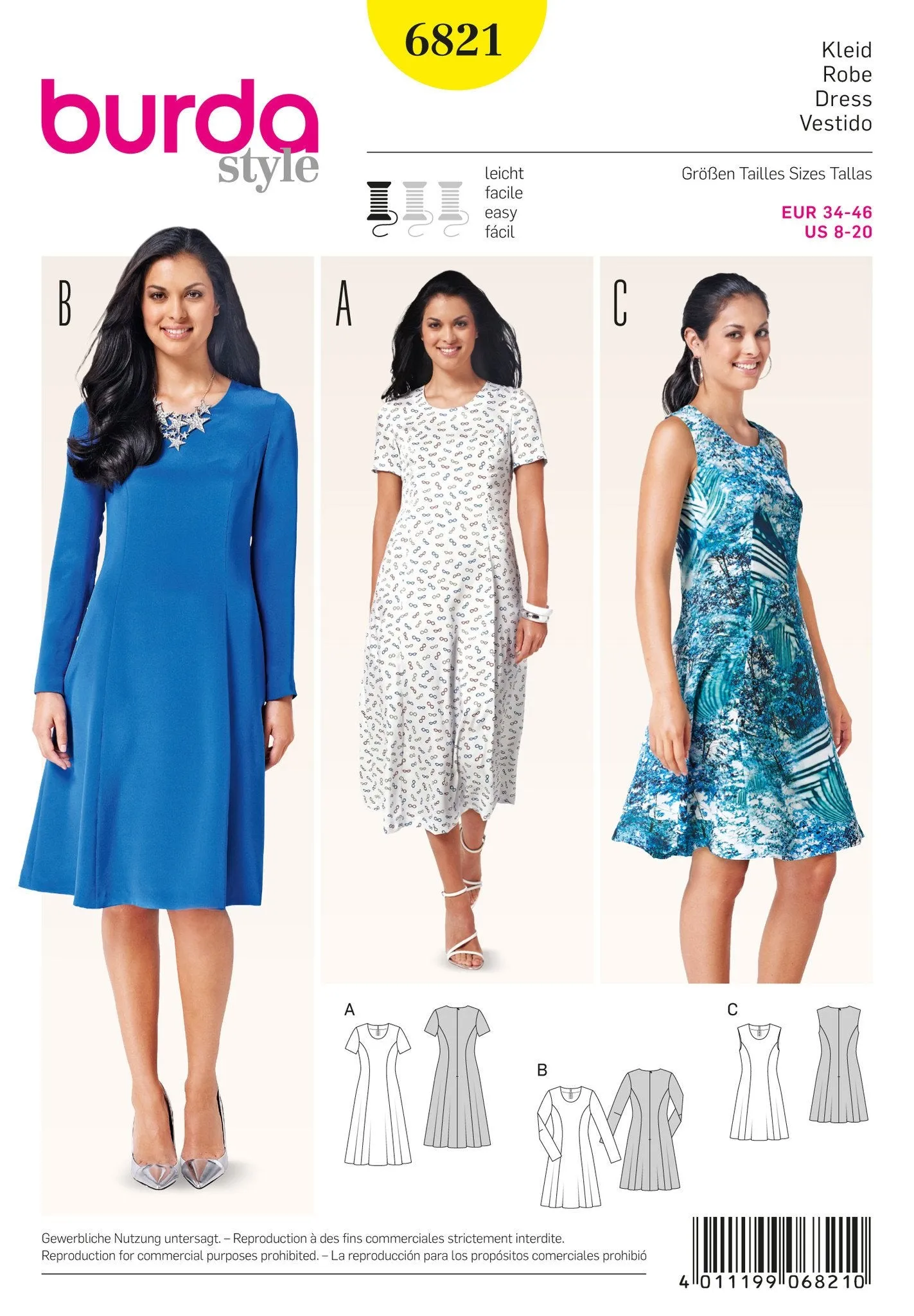 Burda 6821 Misses Dress pattern | Easy