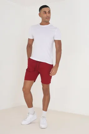 BURGUNDY POCKET DETAIL TASLAN CARGO STYLE SHORTS