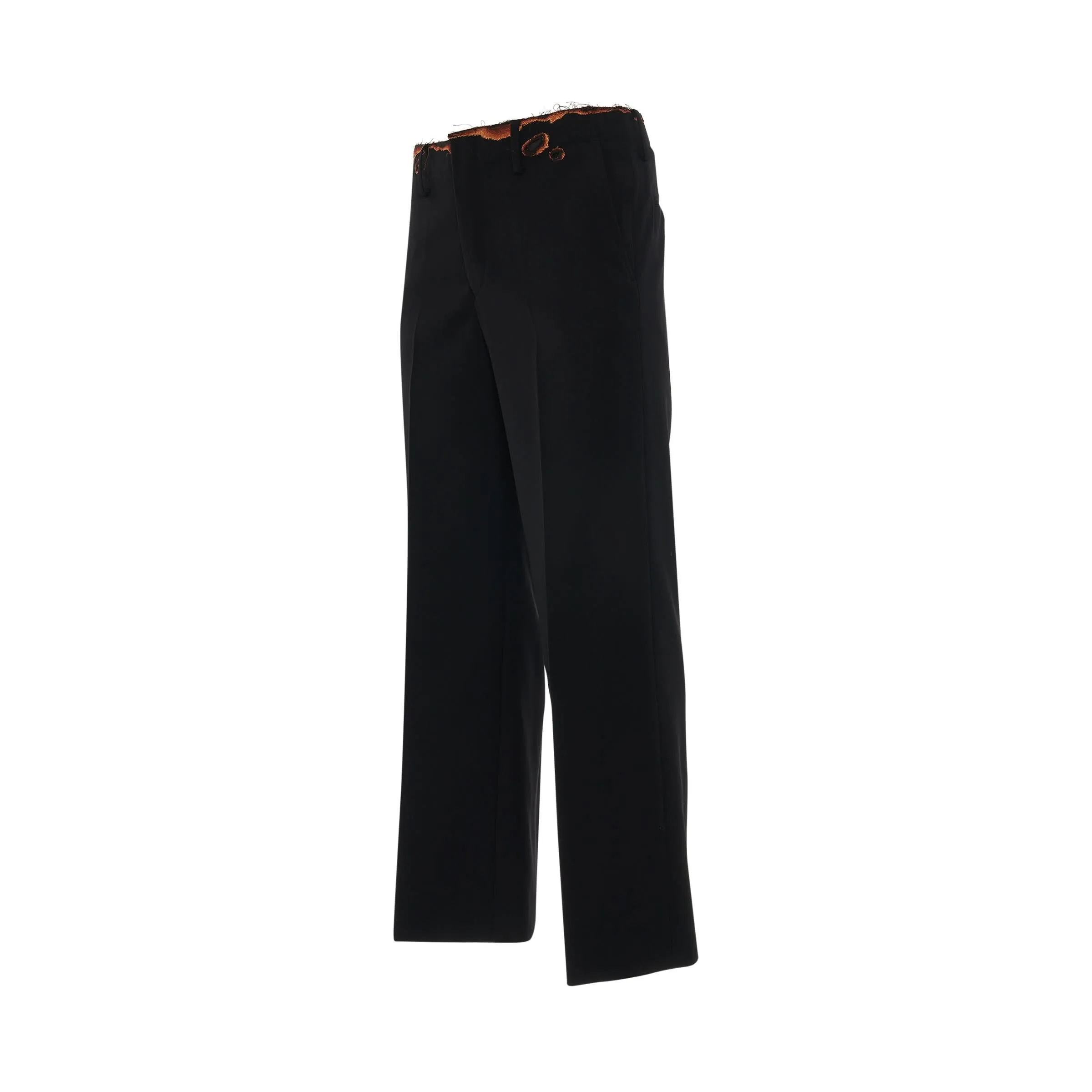 Burning Embroidery Trousers in Black