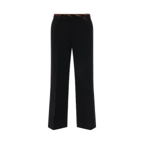 Burning Embroidery Trousers in Black