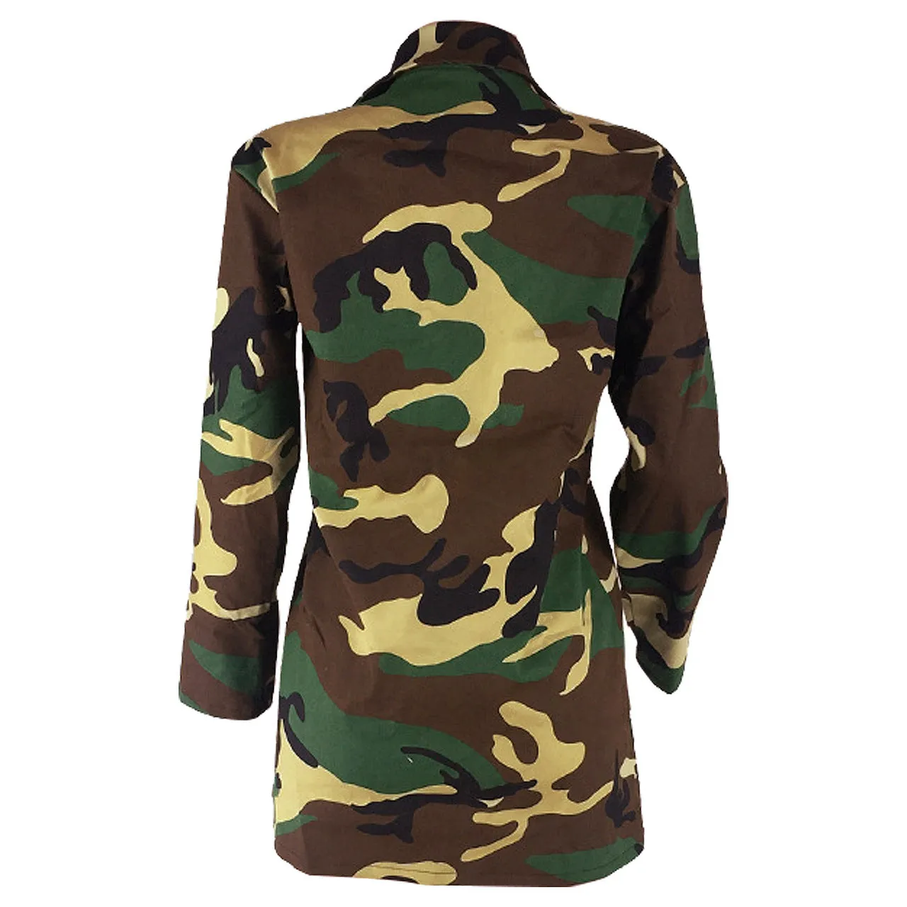 Camouflage Label Pockets Women Casual Oversized Coat