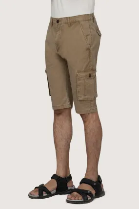 CARGO ENZYME WASHED REGULAR FIT KHAKI SHORTS