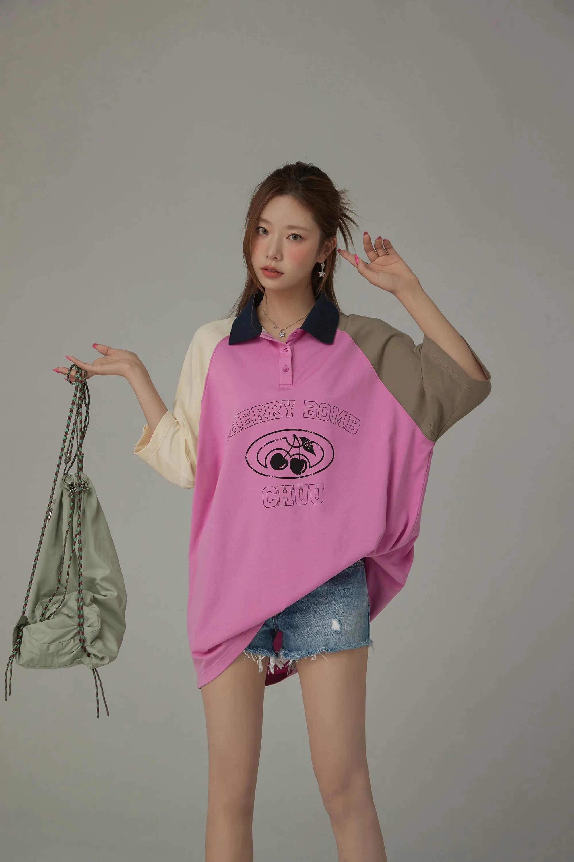 Cherry Bomb Contrast Raglan Loose Fit T-Shirt