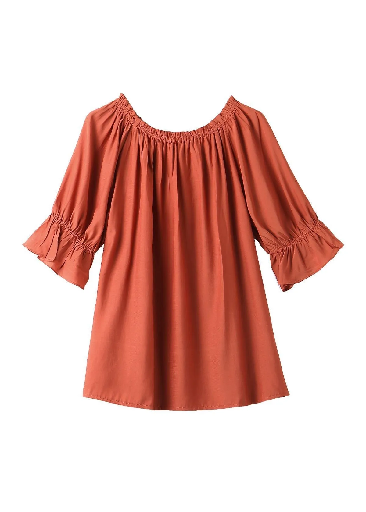 Chic Red O-Neck Neck TIie Side Open Shirts Short Sleeve LY1494