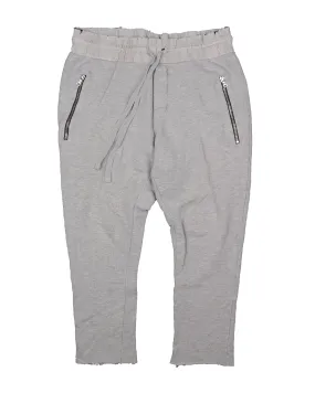 Cropped Raw Hem Distressed Sweatpant