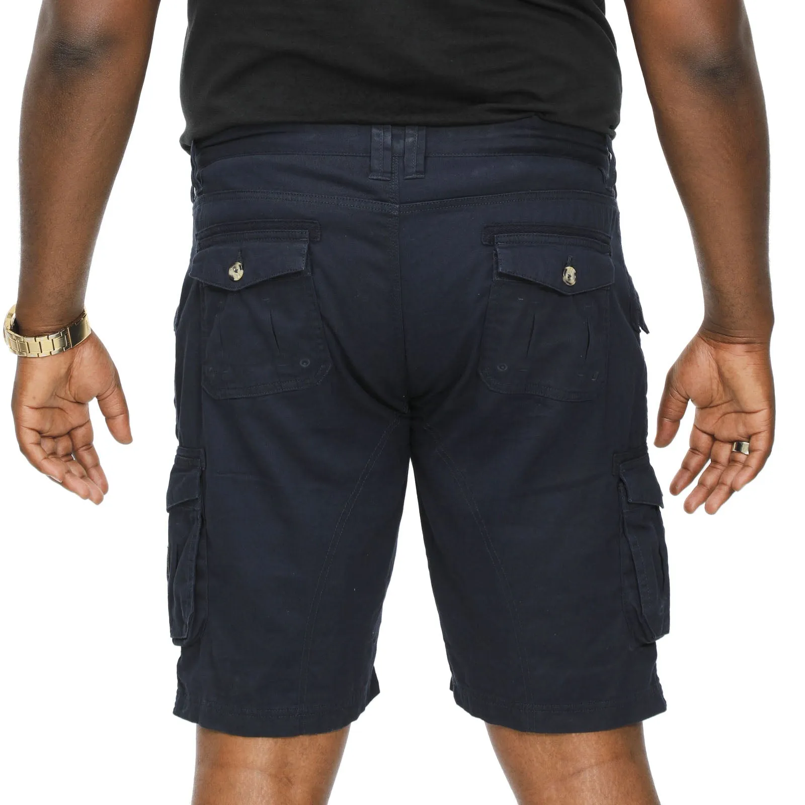 D555 Mens Rodney Big & Tall Cotton Multi Pocket Cargo Shorts - Navy