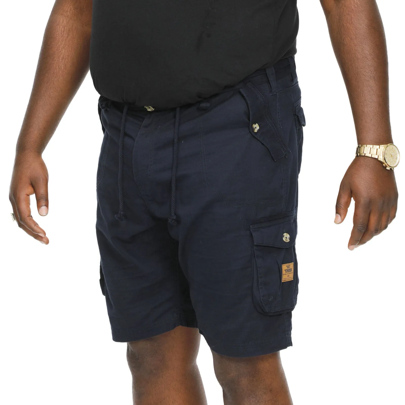 D555 Mens Rodney Big & Tall Cotton Multi Pocket Cargo Shorts - Navy