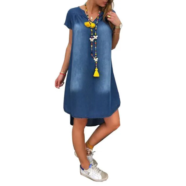 Denim Dress Plus Size Casual WOMEN Dresses Summer Party Dresses Fashion Korean Long Maxi Jeans Dress 3XL Vestidos