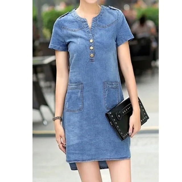 Denim Dress Plus Size Casual WOMEN Dresses Summer Party Dresses Fashion Korean Long Maxi Jeans Dress 3XL Vestidos