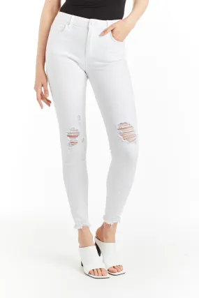 Diane - Destructed Crop Skinny In White