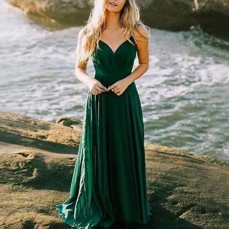 FashionSierra - New Arrival Green Ruffle Long Prom Dresses