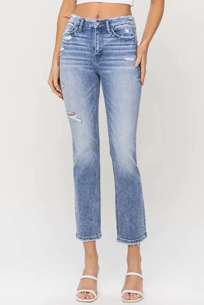 FM Distressed Crop Slim Straight