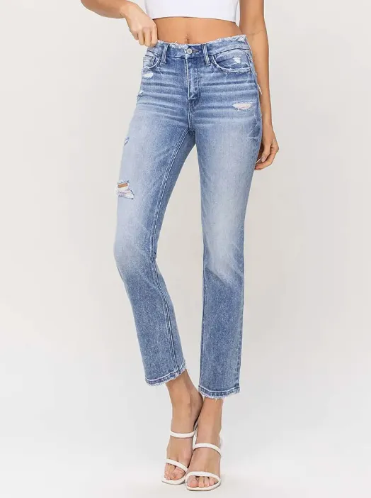 FM Distressed Crop Slim Straight