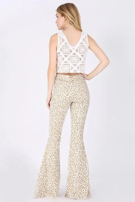 Get Rowdy Leopard Bellbottom Jeans