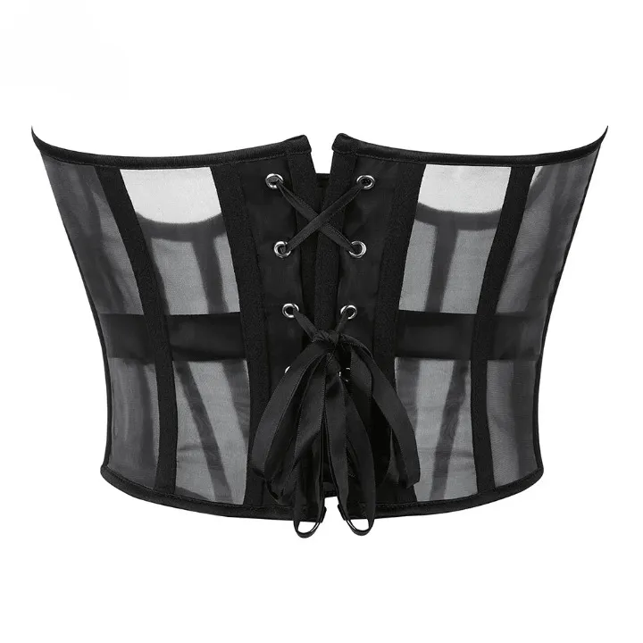 Gothic Mesh Zip up Corset Top