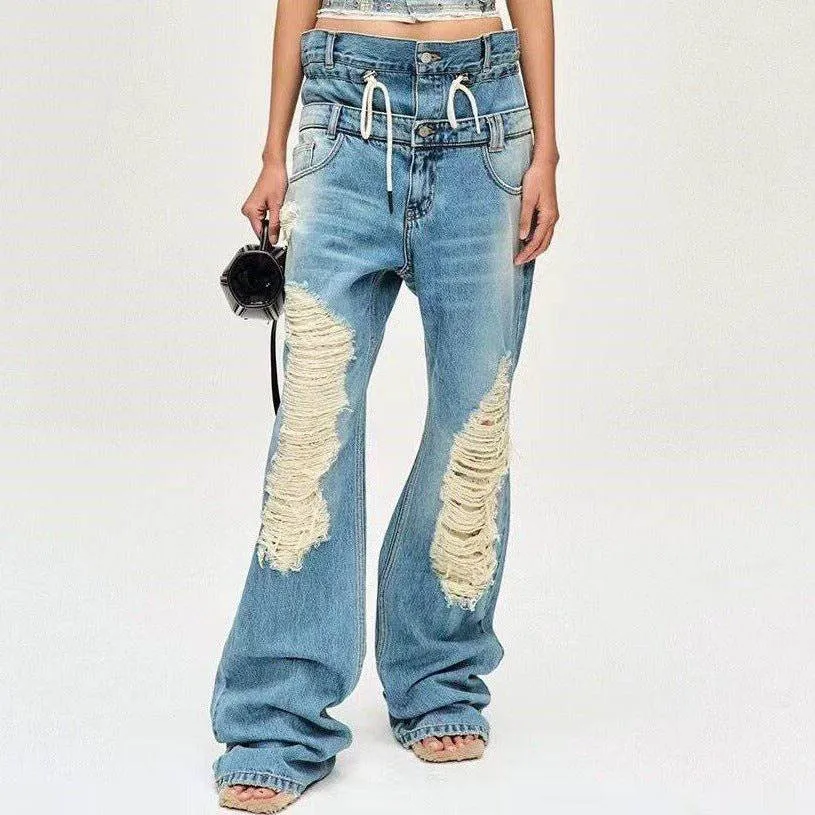 Gracie High Rise Distressed Flared Denim Jeans