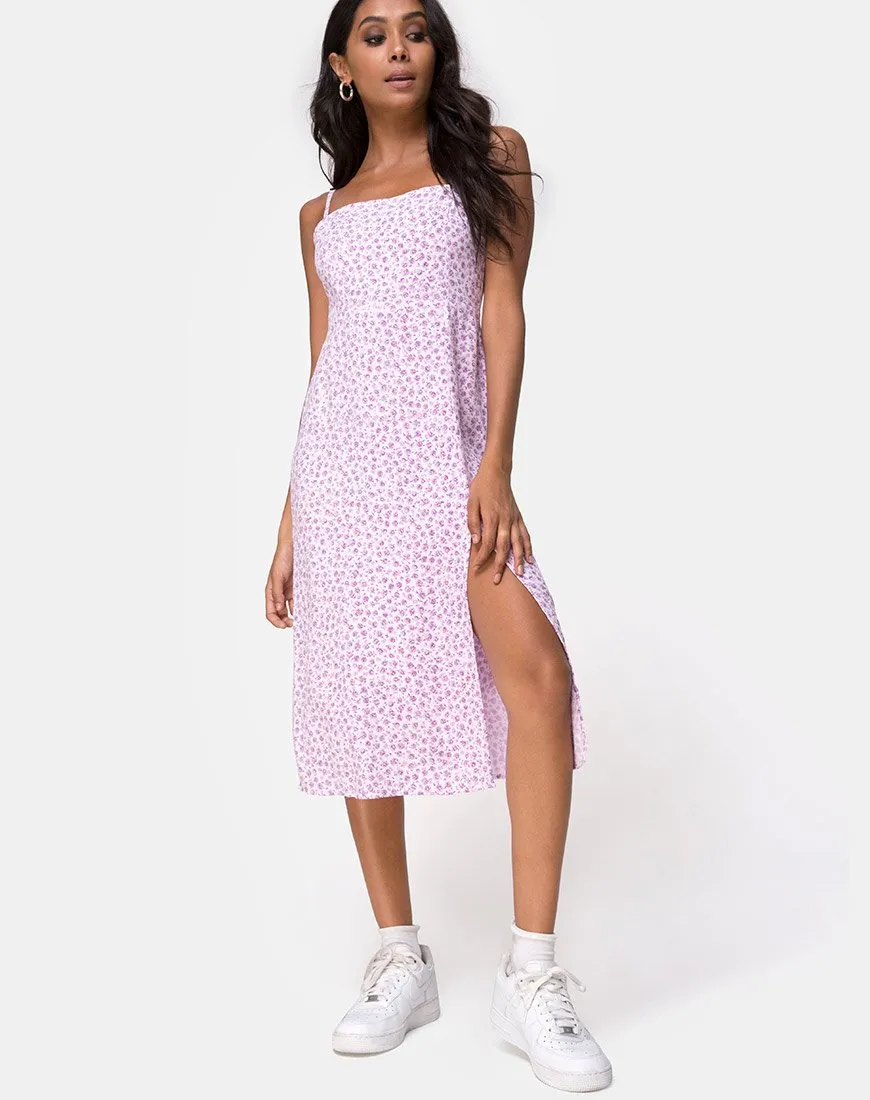 Kaoya Midi Dress in Ditsy Rose Lilac