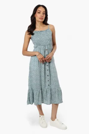 Limite Floral Smocked Top Maxi Dress - Teal