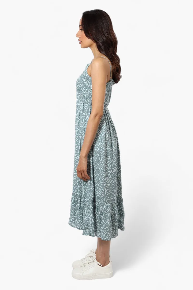 Limite Floral Smocked Top Maxi Dress - Teal