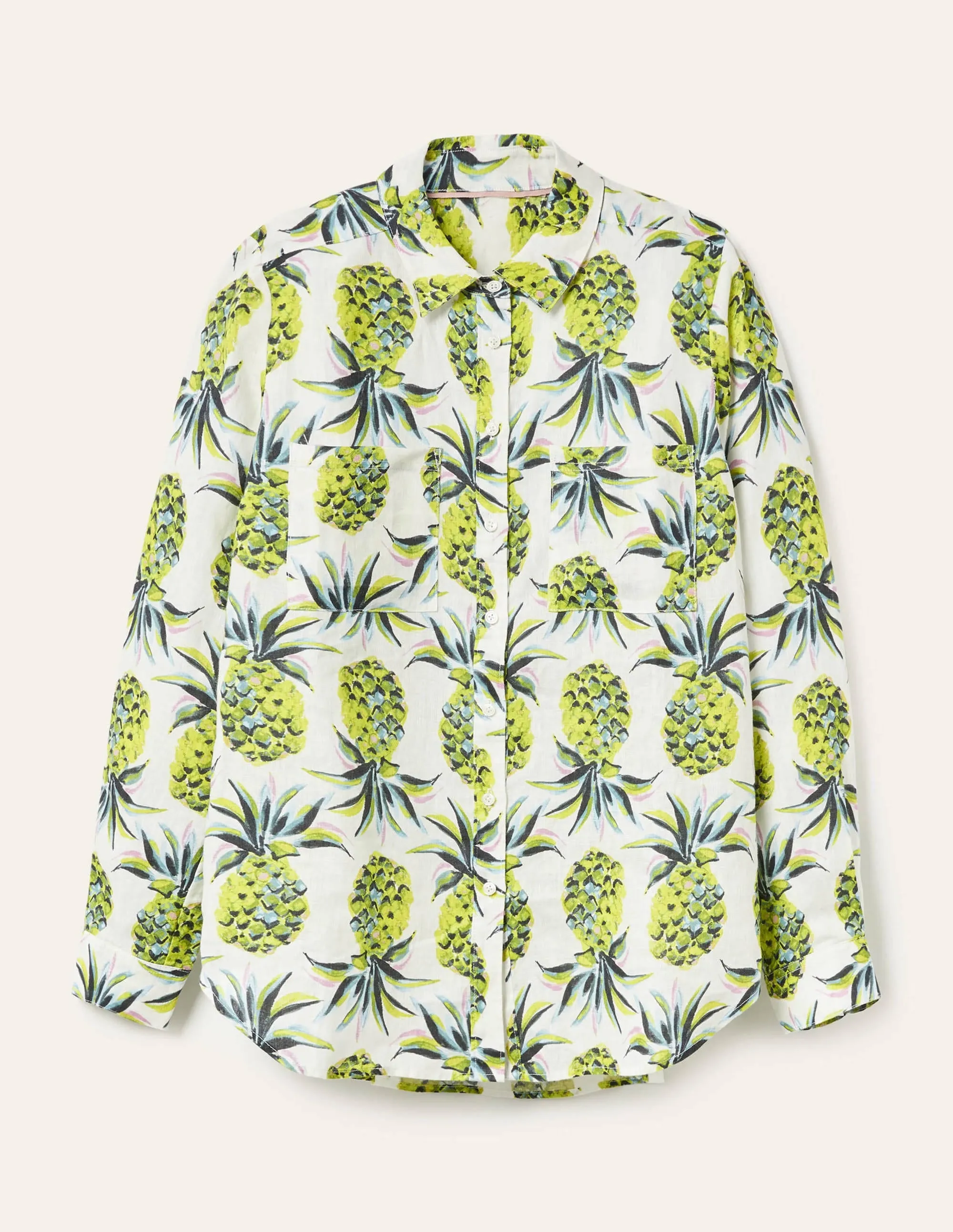 Linen Shirt-Ivory, Pineapple Paradise