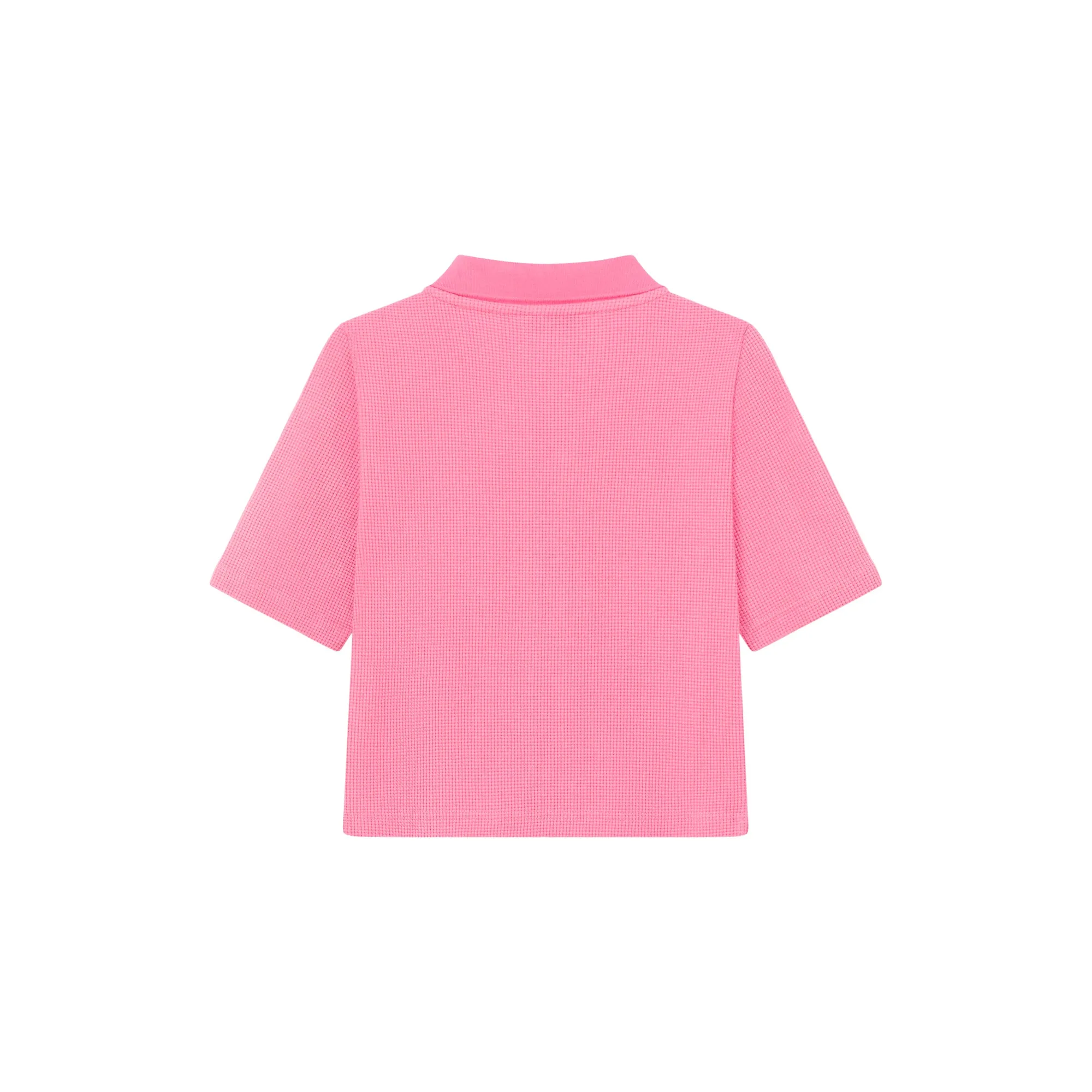 Logo Color Waffle Short Sleeve Zip-Up Top