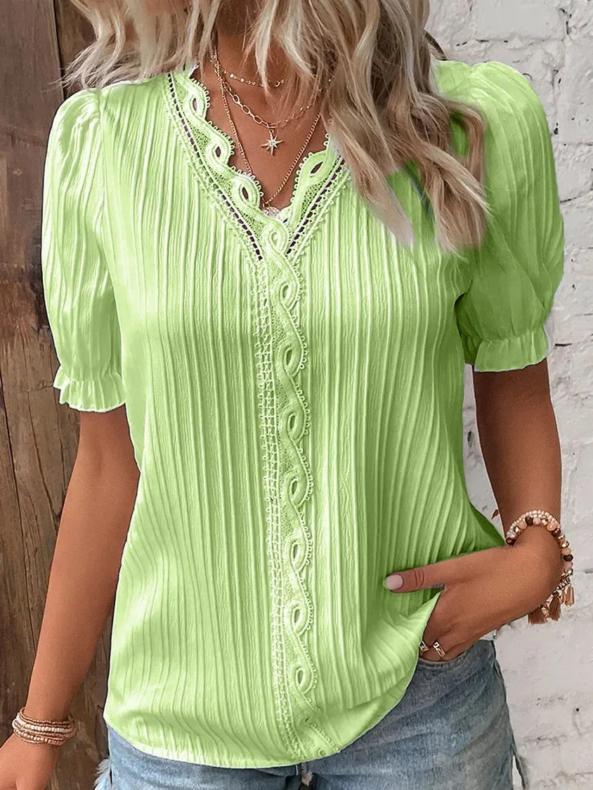 Loose Hollow-out Sleeve Moda Blouse