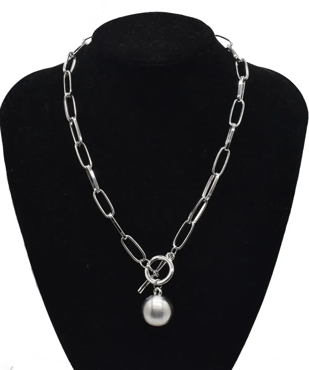 Loose Silk Metal Ball Pendant Necklace ML1313