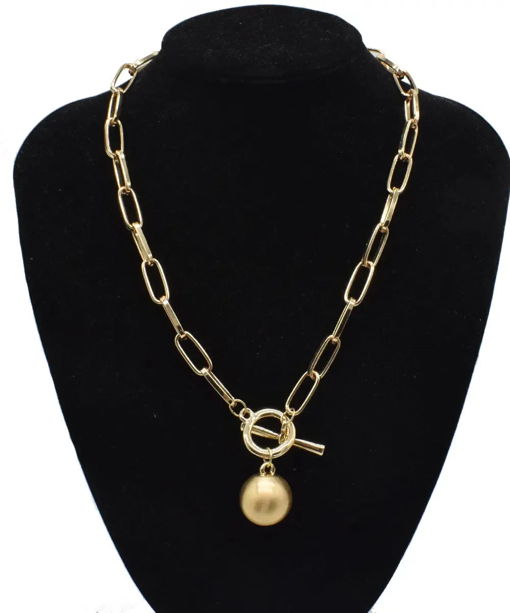 Loose Silk Metal Ball Pendant Necklace ML1313