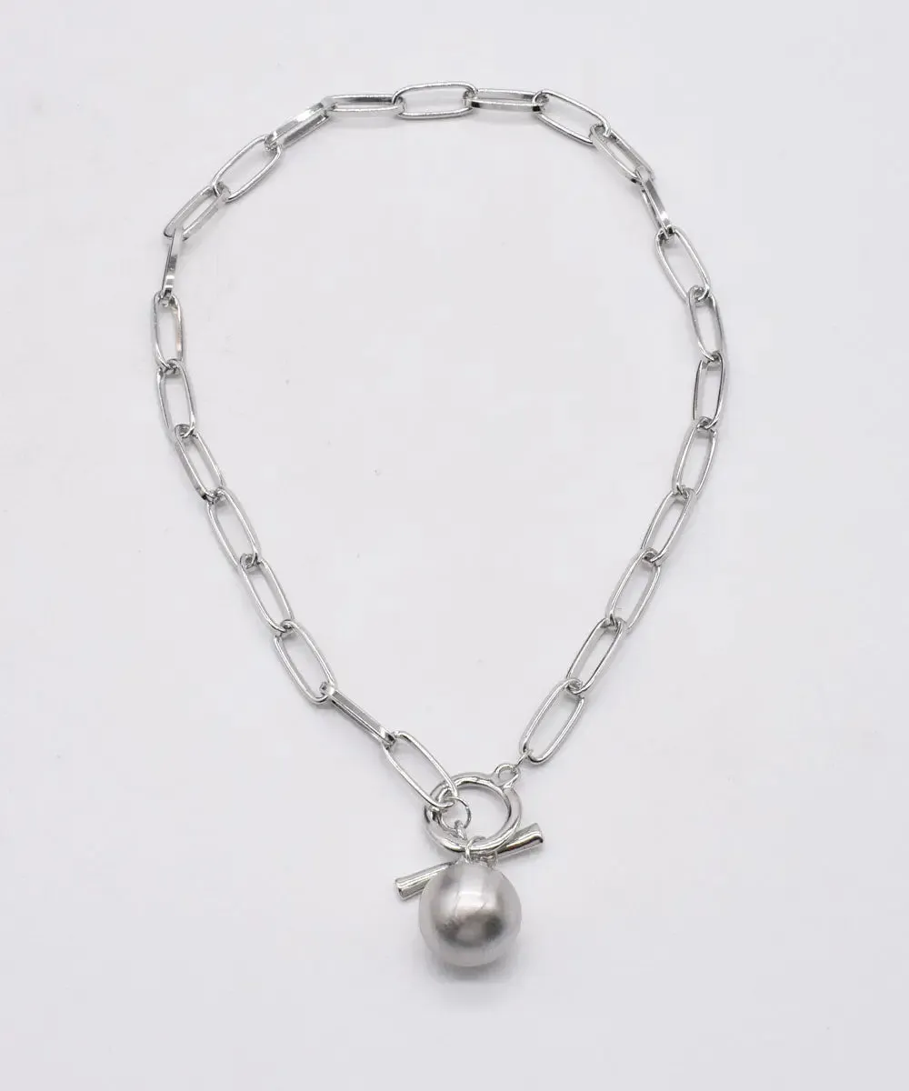 Loose Silk Metal Ball Pendant Necklace ML1313