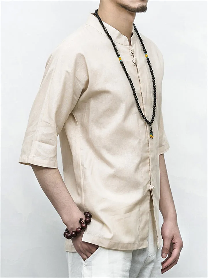 Loose Solid Color Linen Shirts