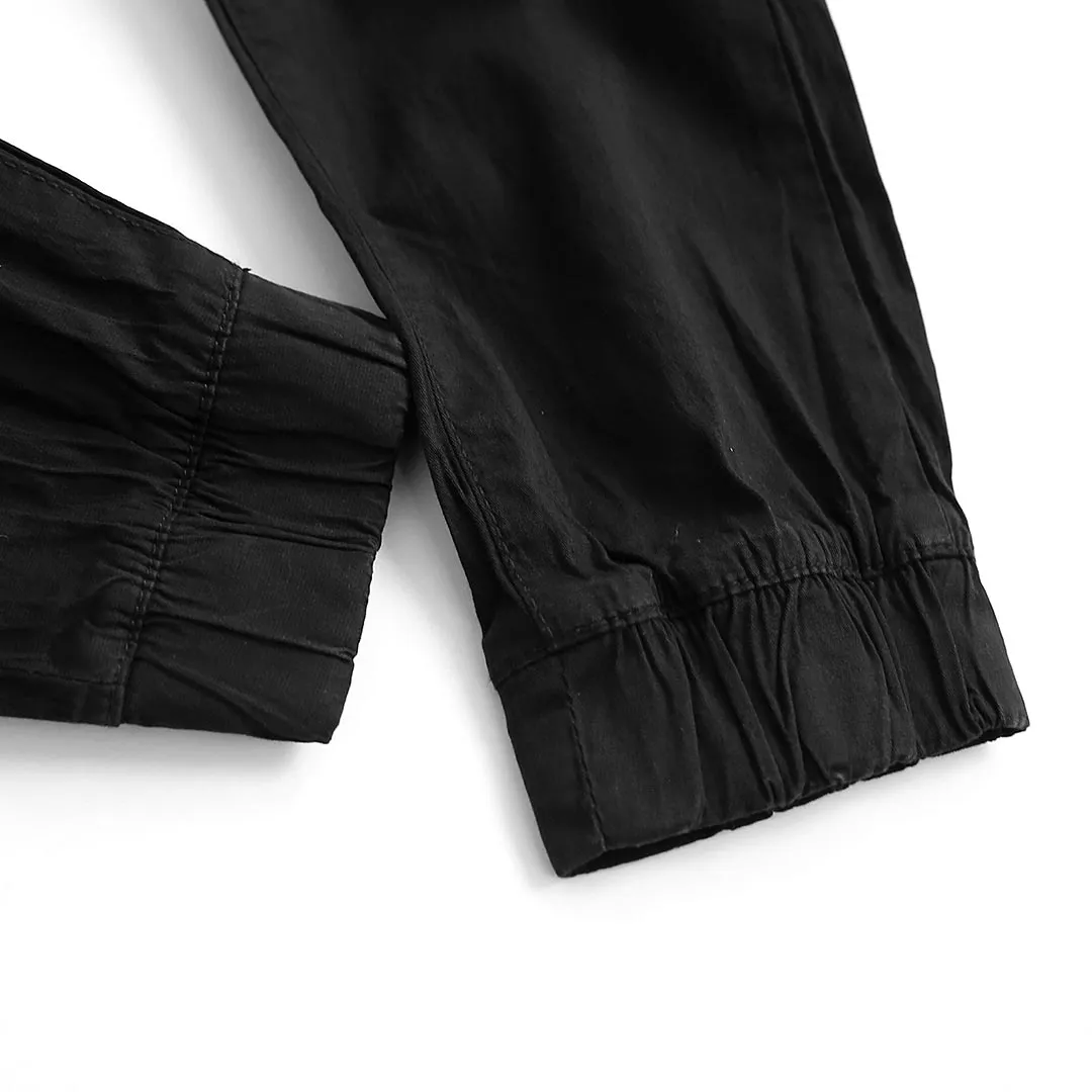 Men Close Bottom Black Stretch Cotton Jogger Pant