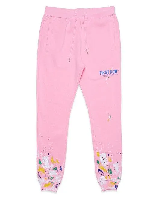 Mens Pink Hand Paint Jogger Pants