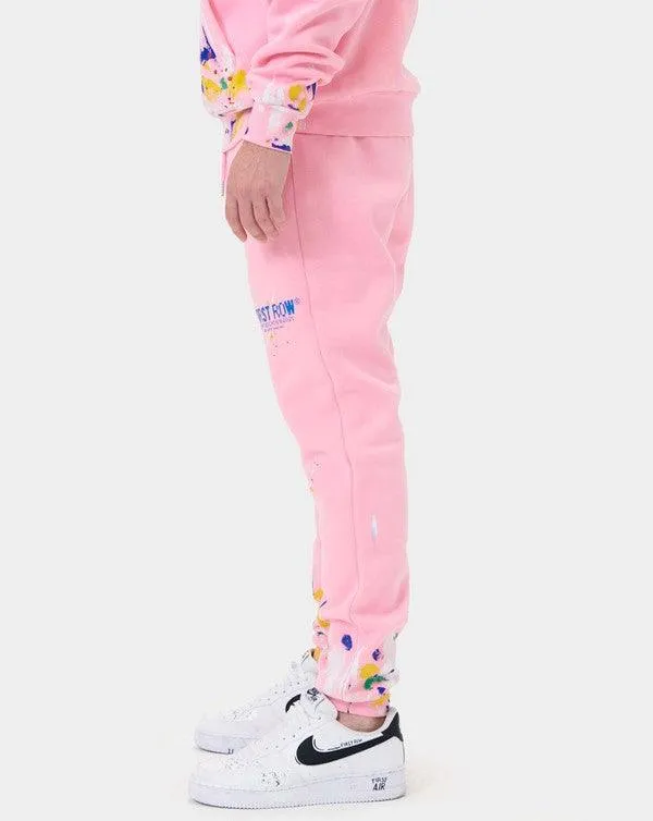 Mens Pink Hand Paint Jogger Pants