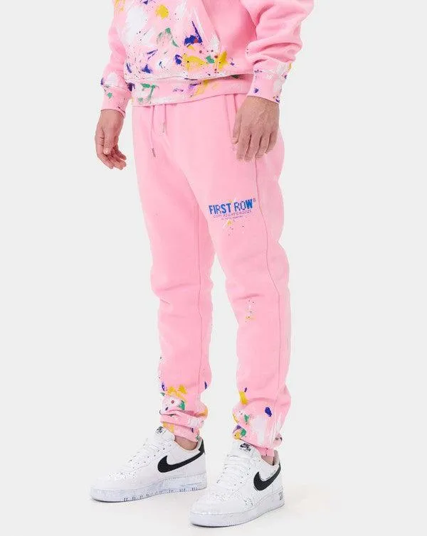 Mens Pink Hand Paint Jogger Pants