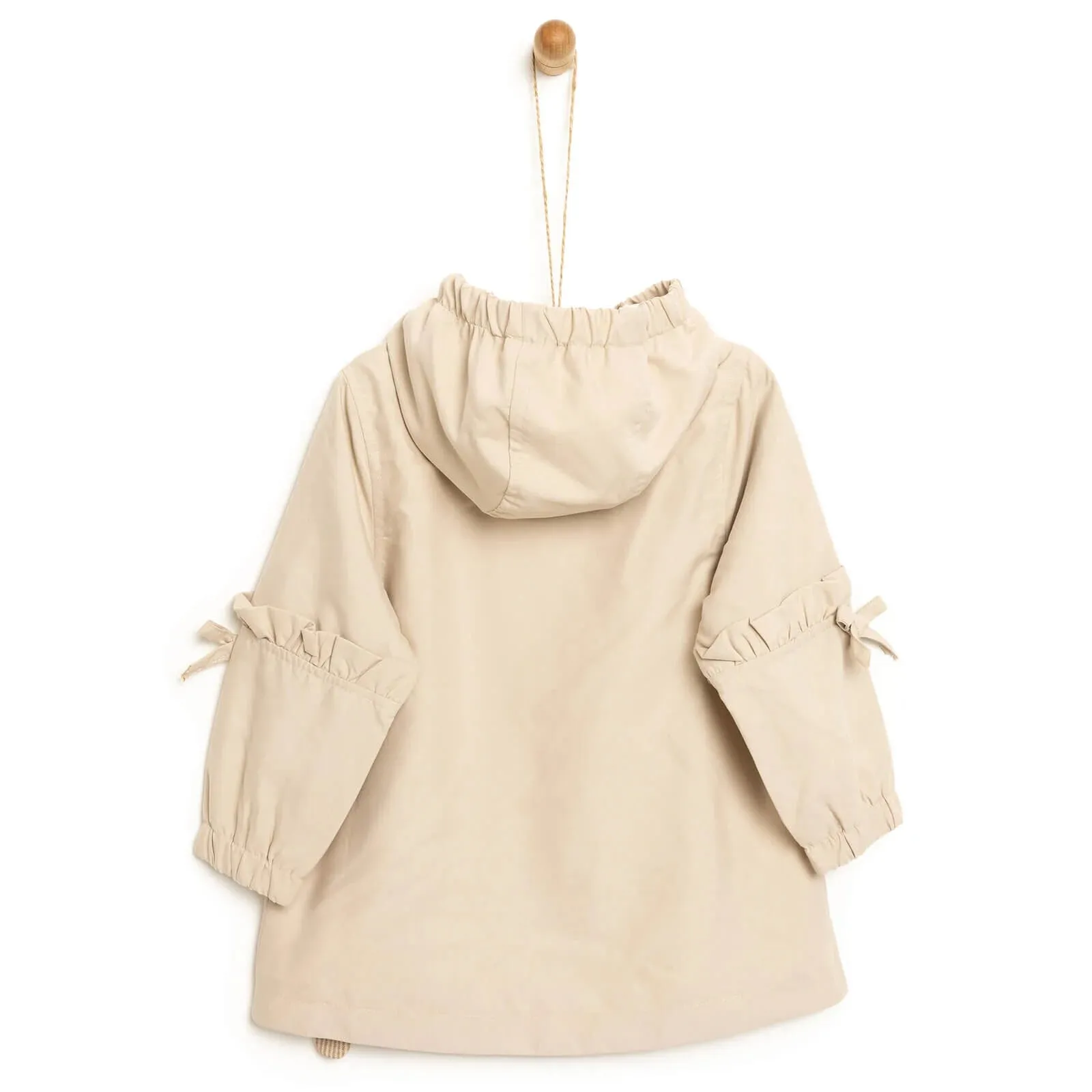 Midimod Basic Baby Girl Hooded Rabbit Raincoat - Beige