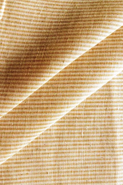 Moralfibre 100% Cotton Handspun Handwoven Mustard & Cream Stripe Fabric