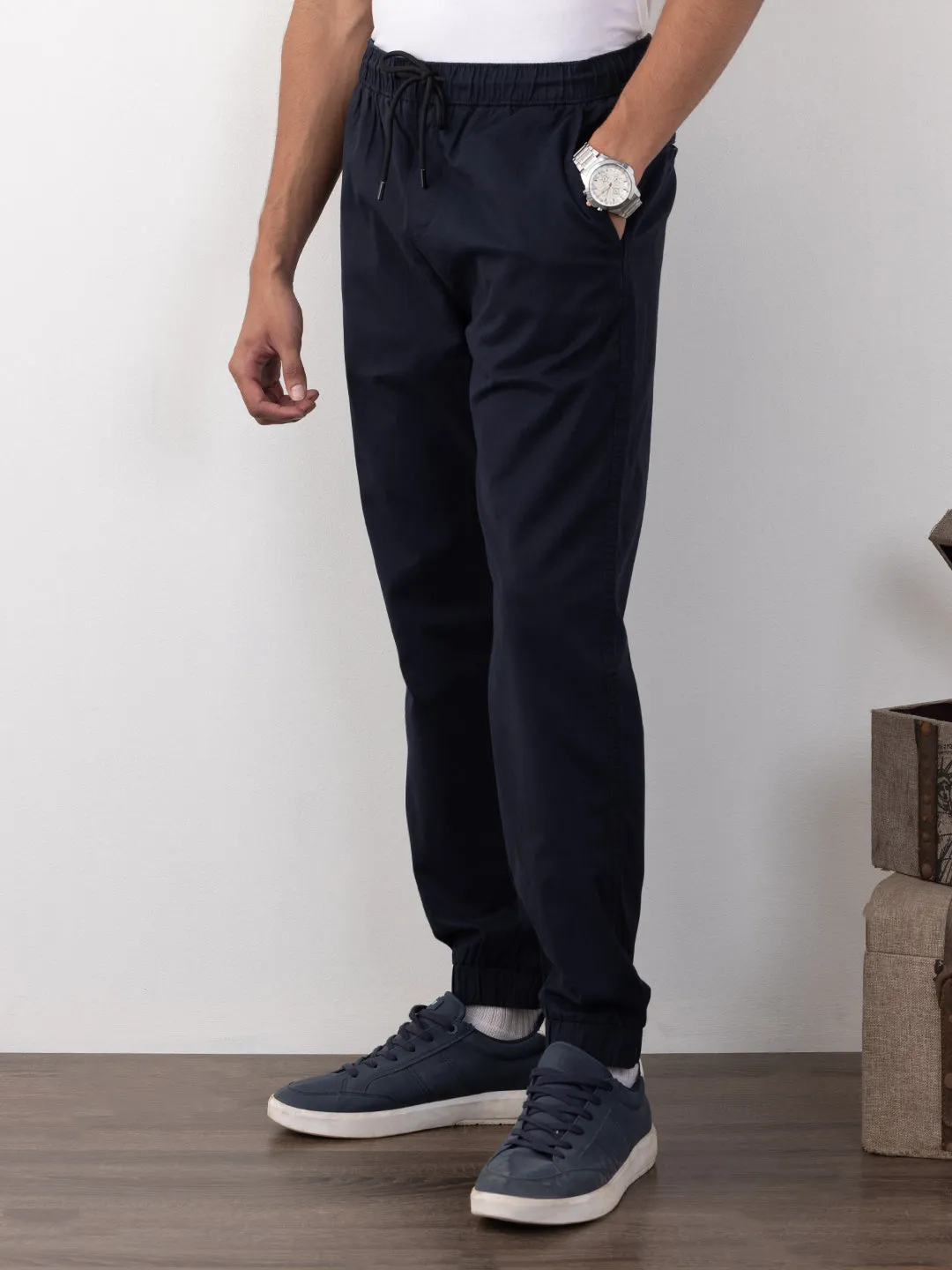 Navy Plain Jogger Pants