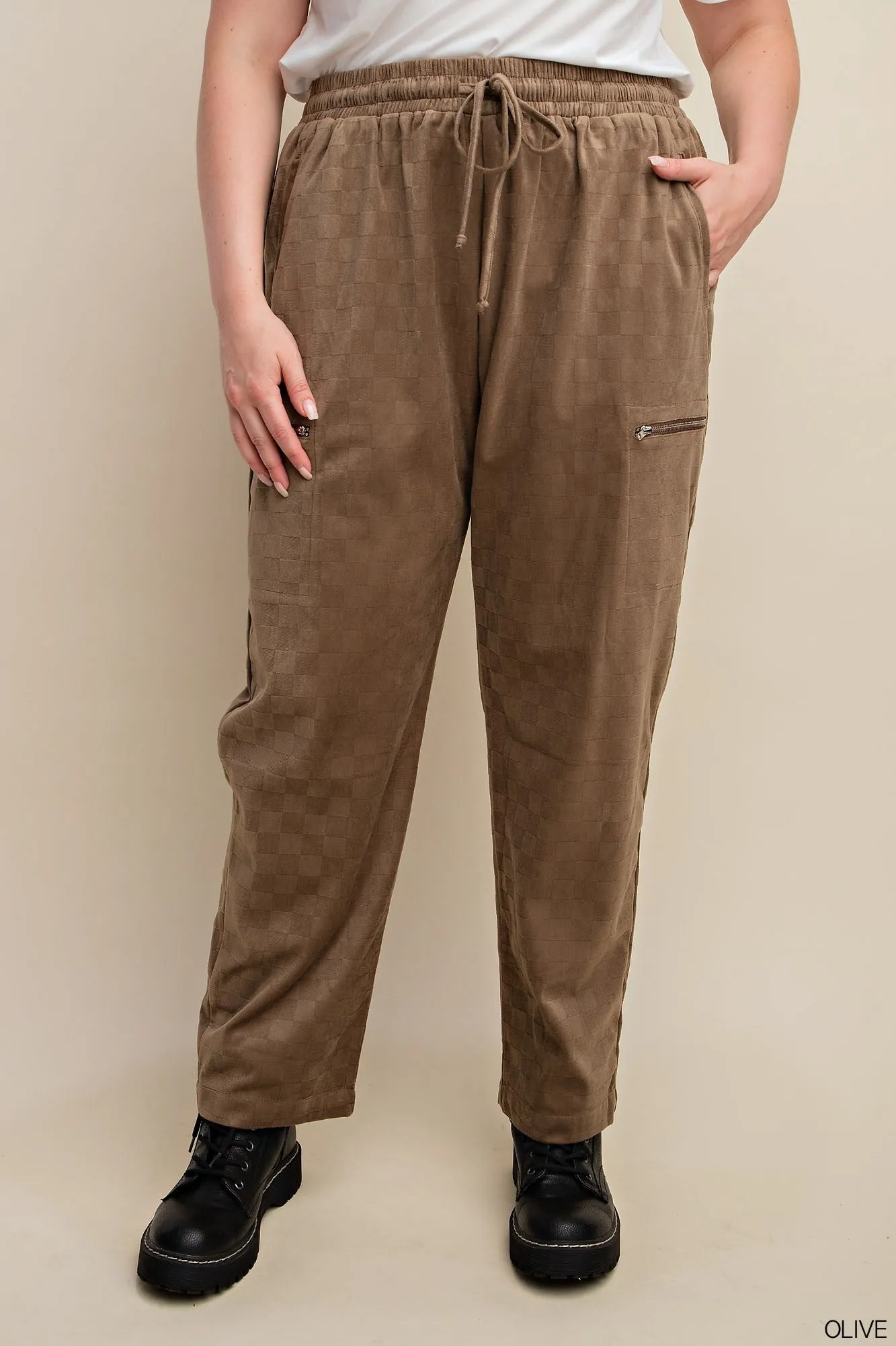 #P856 Checker Velvet Burnout Jogger Pants