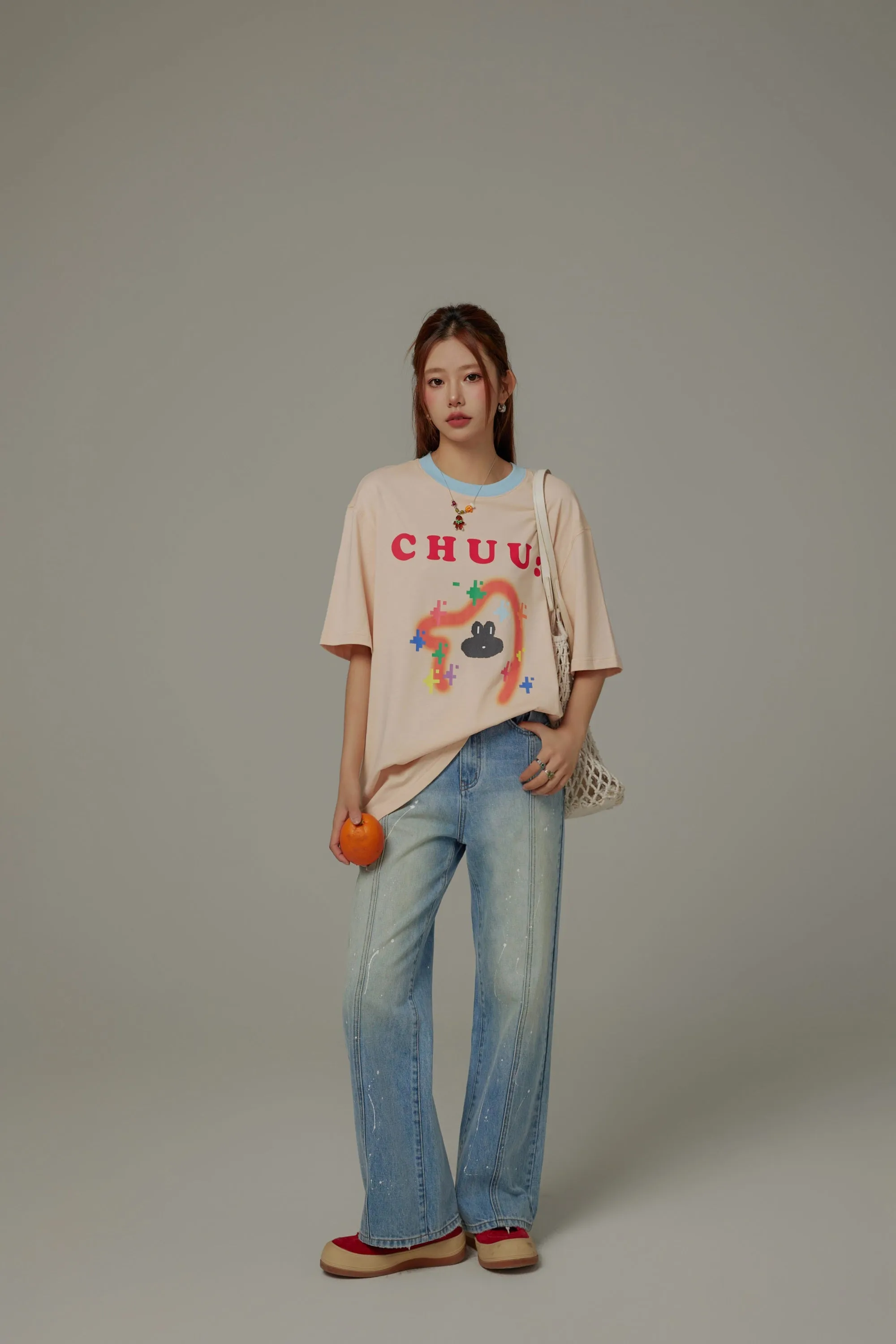 Pixel Print Loose-Fitting T-Shirt