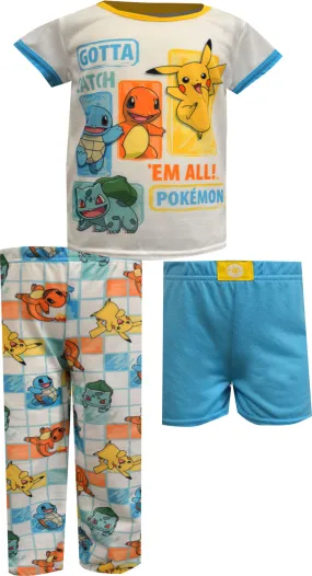 Pokemon Catch 'Em All Girls 3 Piece Pajamas