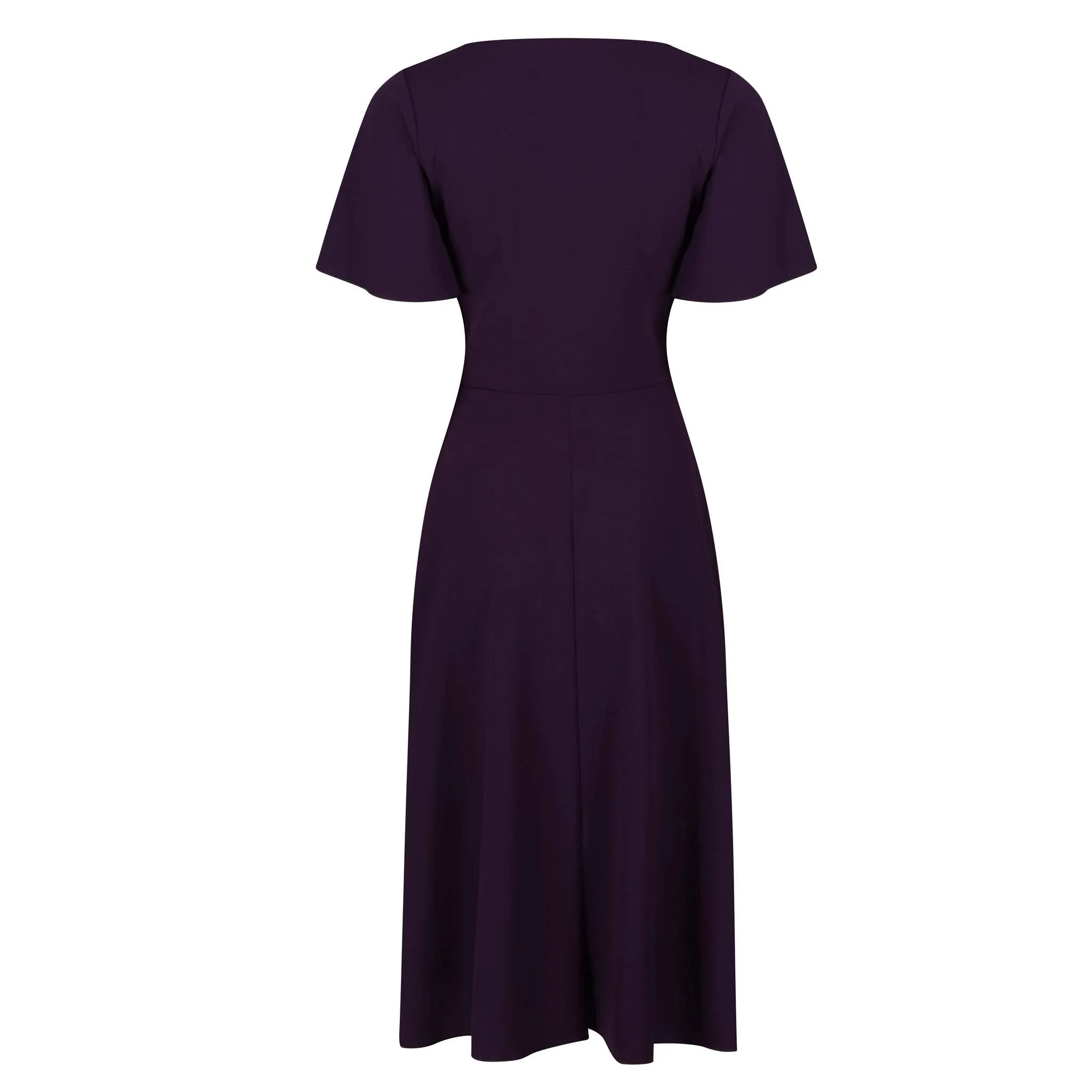 Purple Crossover V Neck Vintage Wrap Top Swing Dress