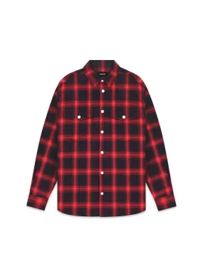 Red Loose Fit Flannel Shirts