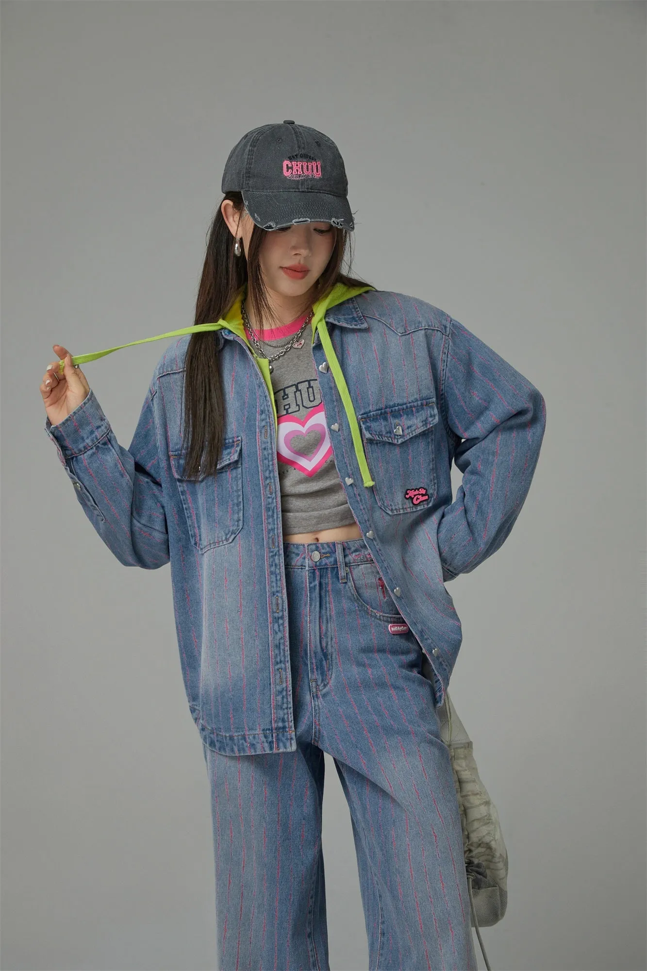 Rose Scent Kiss Loose Denim Shirt